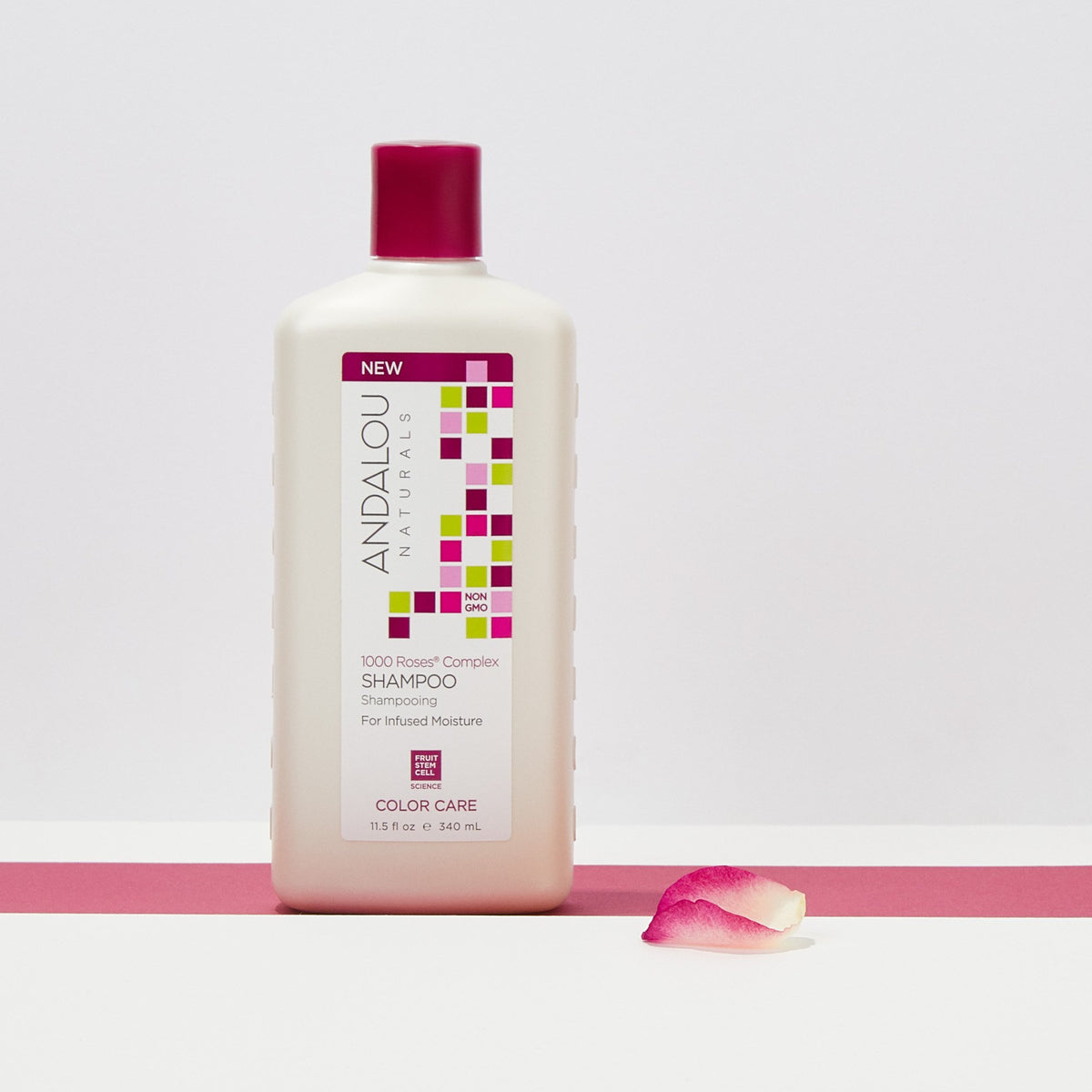 1000 Roses Complex Color Care Shampoo container with rose petal