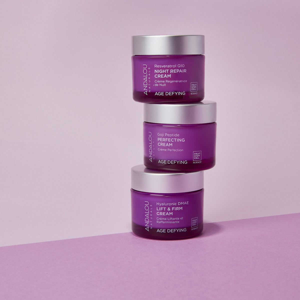 Age Defying Hyaluronic DMAE Lift & Firm Cream jars